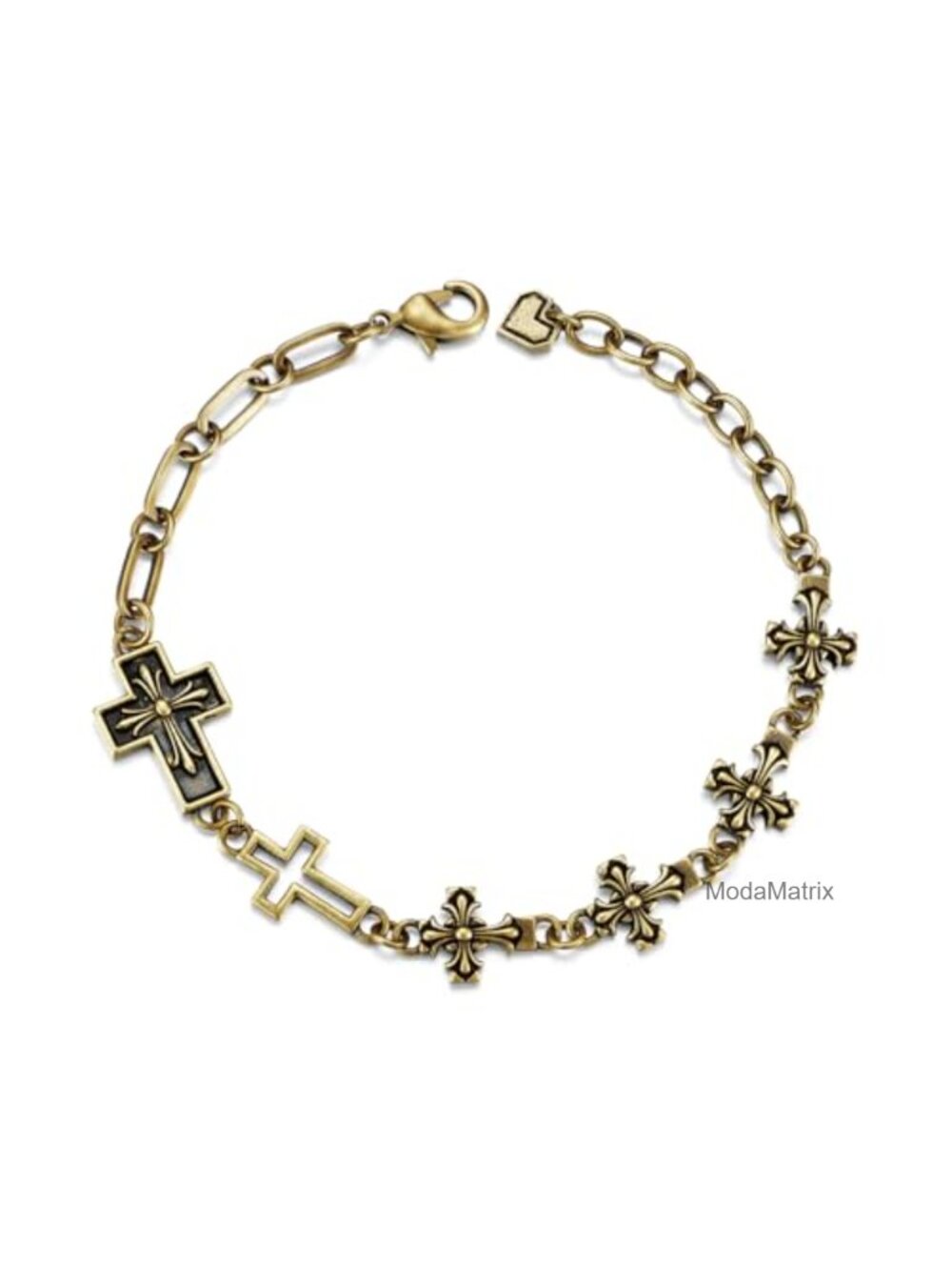 Gothic Cross Link Charm Bracelet for Women Christian Confirmation Gift